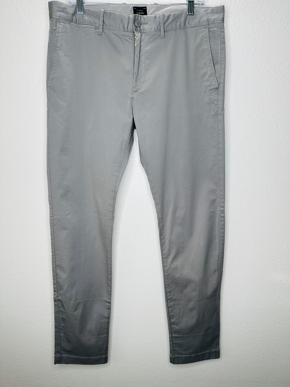 J Crew Khaki Gray 484 Stretch Chambray Trouser Pant Chino 34 / 32